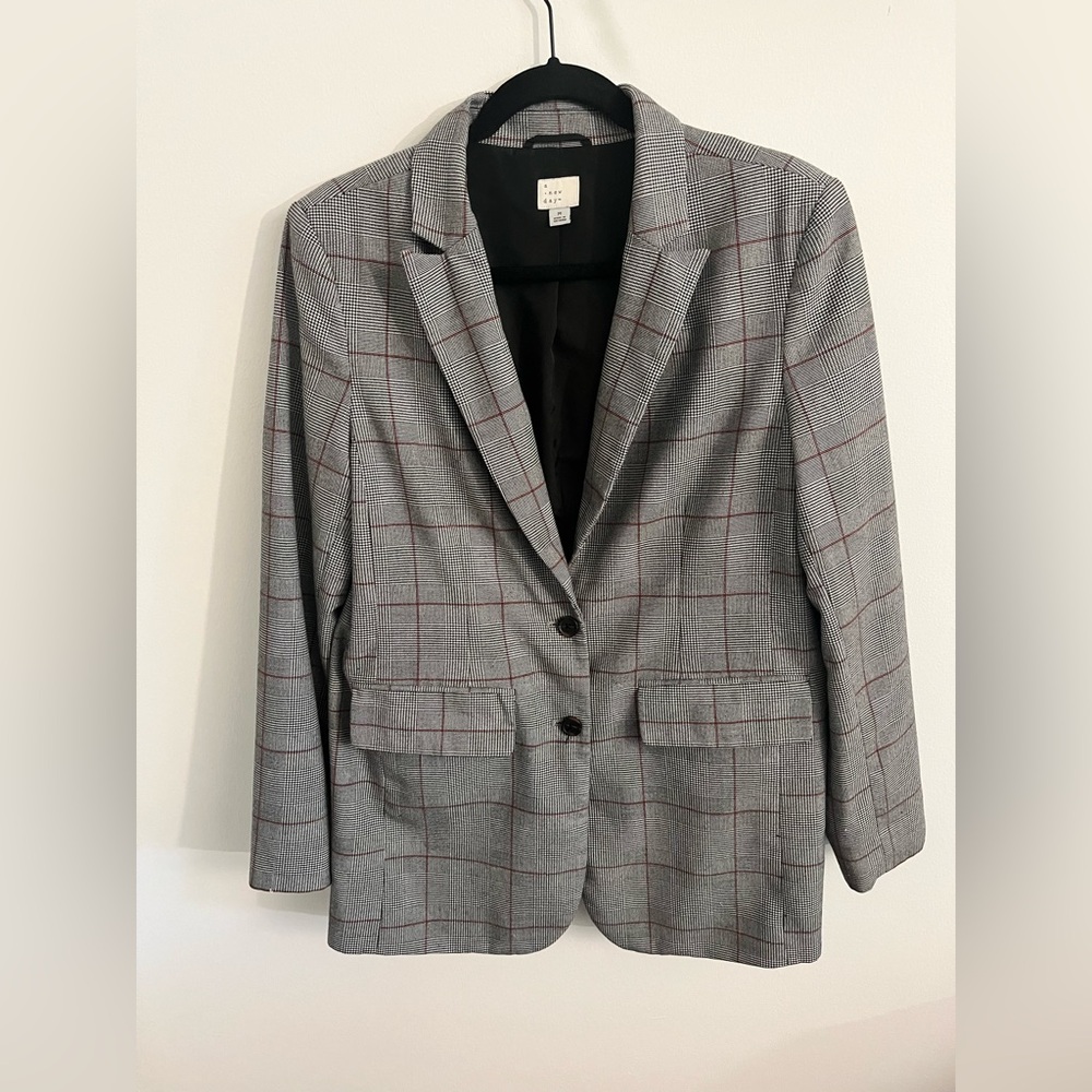 a new day Gray Plaid Blazer